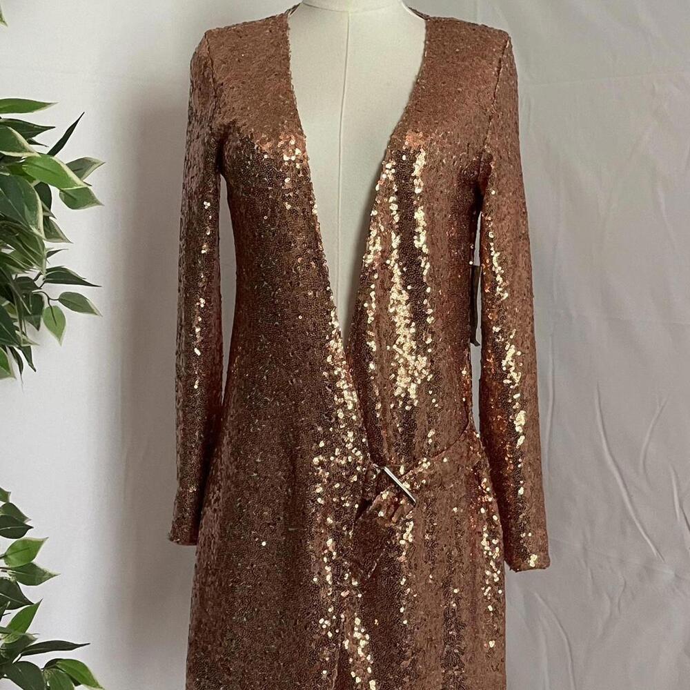 ✨ Rose Gold Sequin Blazer Mini Dress – Size S (NWT) ✨